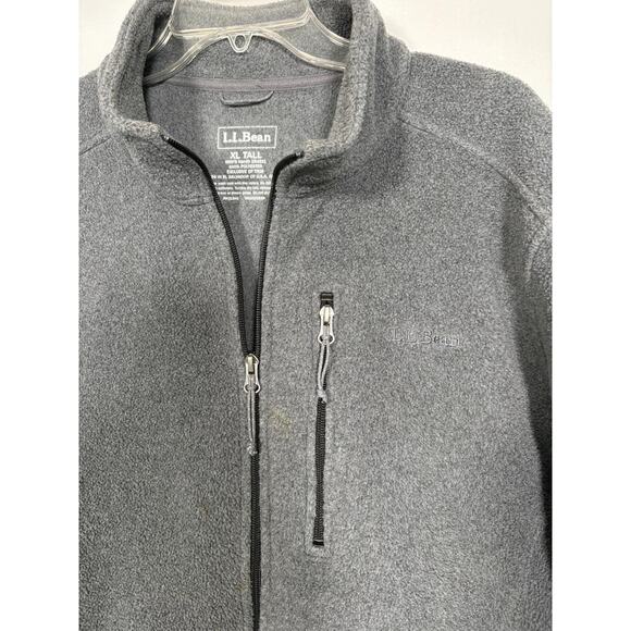 Vintage Gray Black LL Bean Classic Fleece Jacket Mens XL Tall Full Zip Outdoor - Picture 3 of 13